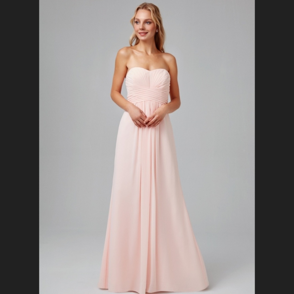 David's Bridal Long Chiffon dress pleated bodice